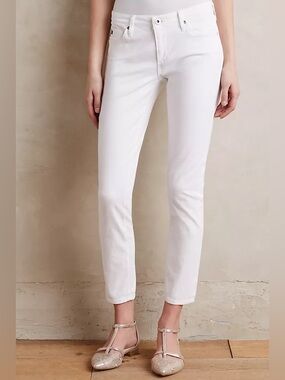 NWT AG Adriano Goldschmied Low-Rise Stevie Ankle White Straight Jeans - Size 28R